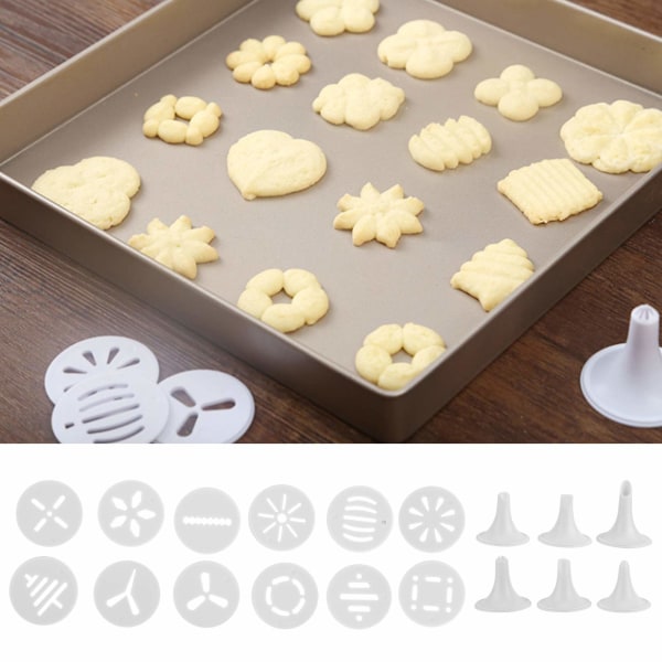 Cookies Press Maker Kit för DIY Kex Maker och dekoration Press Cutter Maker Molds Munstycksset för tårtdekoration DIY köksbakningsverktyg