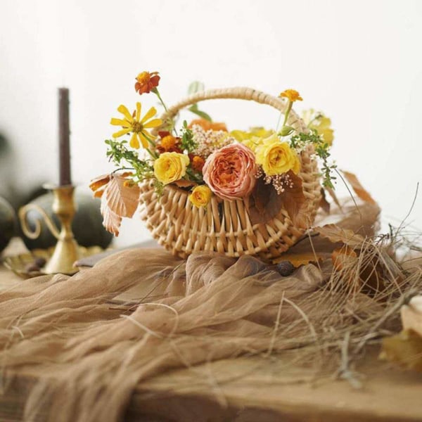 2 st vävda rottingblomkorgar, handhållna blomarrangemangskorgar handvävda blomkrukor, bröllopsblomsterflickekorgar för hemträdgårdsdekoration