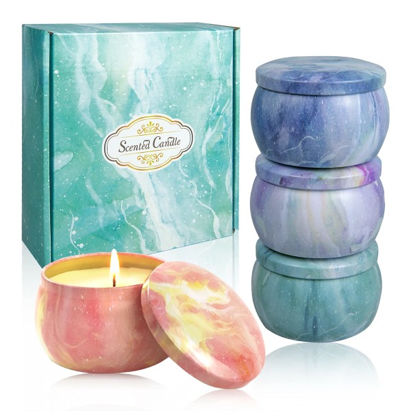 Duftlys gavesæt til kvinder Pakke med 4 sojavoks aromaterapi lys til stresslindring eller julefødselsdag mors dag
