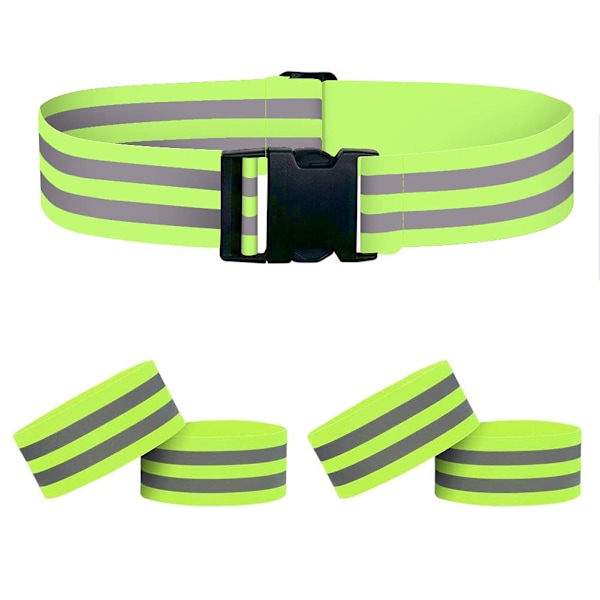 4 stk. Reflekterende Armbånd Ankelbånd og 1 stk. Høj Synlighed Bælte Taljejusterbart Elastisk Reflekterende Løbebånd Sikkerhedsvandring Cykling Jogging