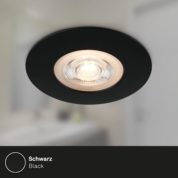 3 LED-upotetun kattovalaisimen sarja, erittäin litteät upotetut valaisimet, IP65 kylpyhuoneen upotetut kohdevalot, mattamusta, 90x25 mm (SxK)