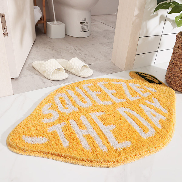Badrumsmatta Halkfri, Söt Tecknad Citron Plysch Ryamatta, Vattenabsorberande Golvmatta Maskintvättbar Vattenabsorberande Pad, för Vardagsrum Sovrum
