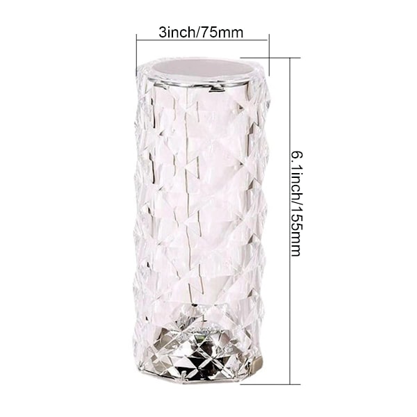 Krystallampe Romantisk LED Rose Diamant Bordlampe 16 Fargeskiftende RGB Nattlys for Soverom Stue Festmiddag Valentinsdag Juledekor
