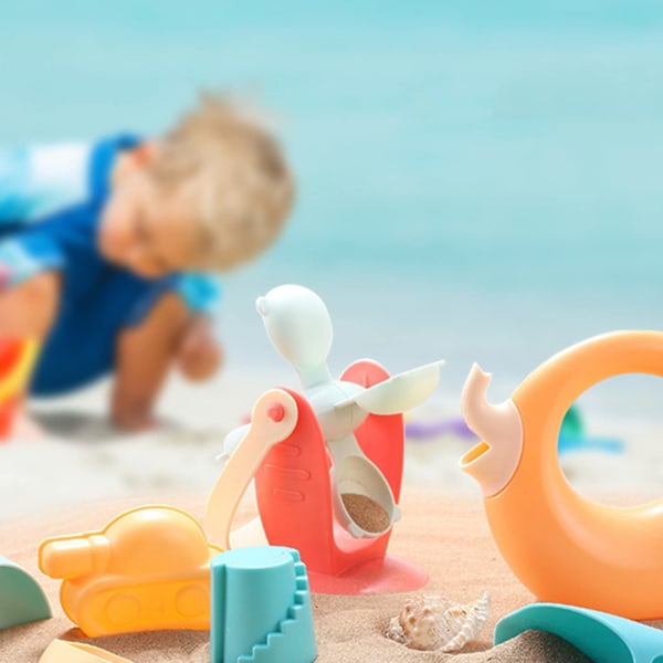 Strandleksaksset med hink, spade, sandsil, bil, kratta, sandformar, strandleksaker för barn