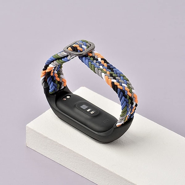 färgglad röd Flätad Solo Loop Strap Kompatibel för Xiaomi Mi Band 6 5 4 3, Justerbar Nylon Elastisk Sport Ersättningsarmband