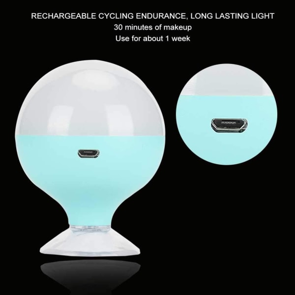 Speillys, dimbare LED-speilpærer i Hollywood-stil med sugekopp for bad Speil for bad, USB-oppladbare møbler