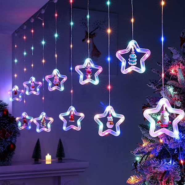 Julevindulys, 3m julegardinlys USB julelys Nyhet Vindu Vinterdekorasjoner for soverom Innendørs Hjem, Fargerik Colorful