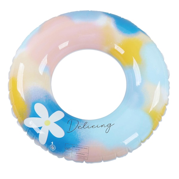 Uppblåsbar badring, PVC strömlinjeformad, färgglatt blommönster, underarmsträning