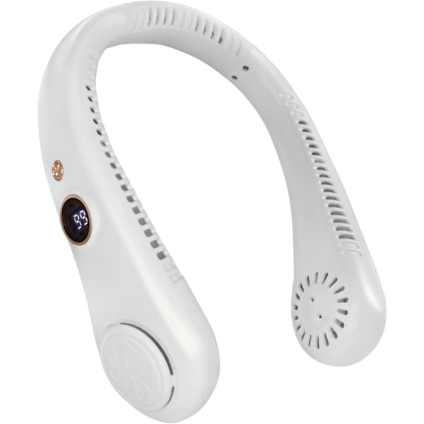 Bærbar halsventilator, 5-trins USB-genopladelig, mini bladløs hængende halsventilator med 3 hastigheder (hvid)