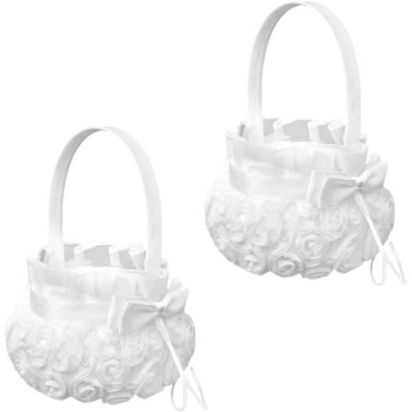 Blomsterpikekurv Blomsterbarn Bryllupskurver Roseblomst Broderikurv Delikat Bryllupsblomstdekorasjon 2 stk
