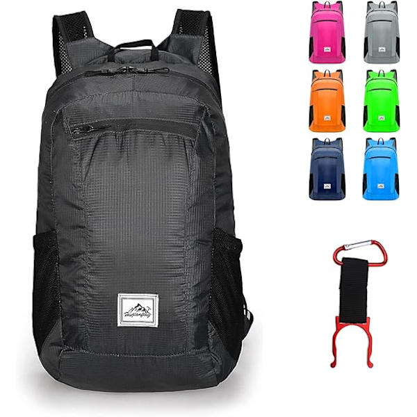 Vaellusreppu, Ultralight Vedenpitävä Taitettava Urheilureppu Ulkoilukäyttöön, Retkeilyyn, Piknikille, Vaellukselle, Musta black