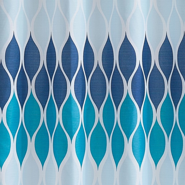 Texturerad Duschdraperi Set, Set med 1 Duschdraperi & 12 Metallkrokar, Rostbeständig, 100% Polyester, Maskintvättbar, Mått 70” X 72”, Blå Blue
