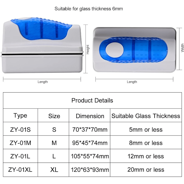 Magnetisk Akvariefisketank Glasrensebørste Flydende Akvariemagnet Renseudstyr Til Akvatisk Algerensning Blå (L)