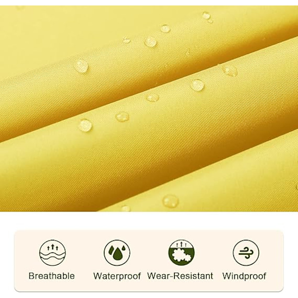 Regnponcho til voksne, vandtæt udendørs hætte, poncho vandtæt til kvinder med lynlås, festivalponchoer vandtæt lang, vandtætte kapper plusstørrelse Yellow
