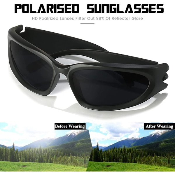 Polariserede Y2K Wraparound Solbriller, Moderne Polariserede Ovale Solbriller Damer Herre Fiske Golf Køre Solbriller