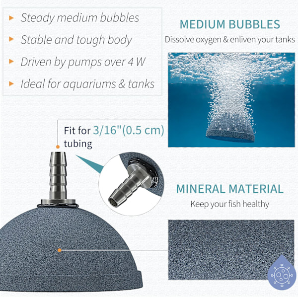 Akvarium 6cm Brød Luftstein Boble Diffuser Utløserverktøy for Luftpumper Fisketanker Bøtter Små Dammer og DWC Reservoarer