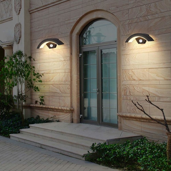 24W udendørs led væglampe bevægelsessensor Ip65-U formet design vandtæt væglampe til villa/veranda/gang/have/altan