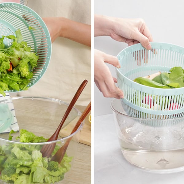 Salatspinner, Salatvasker, Stor Kapasitet Fruktvasker Og Spinnende Sil, Multifunksjonell Salatbolle Spinner Med Rotasjonshåndtak