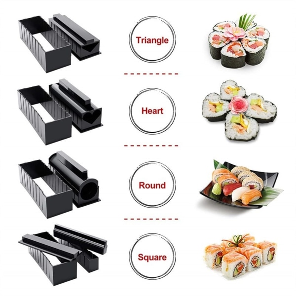 10 st DIY Sushi Maker Kit Set Onigiri Formar Risformar Kit Köks Bento Tillbehör Verktyg för att göra sushi