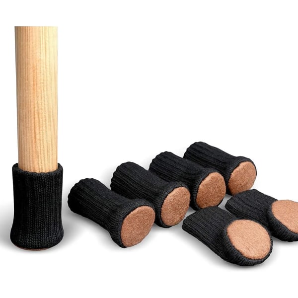 24 stk. stolestrømper til stoleben, møbelben, skridsikre, ridsefri, støjfri (sort)