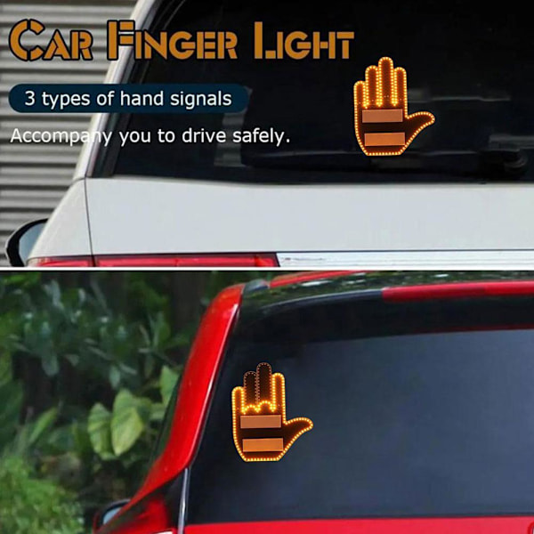 Finger Gesture Lys, Med Fjernbetjening Finger Lys, Led Bil Bagrude Skilt Håndsignal