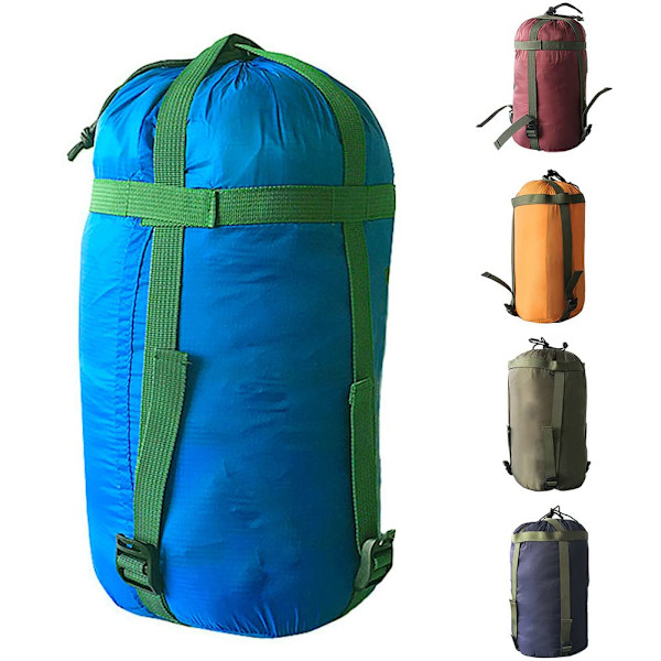 Kompressionssäck i nylon för sovsäck, bärbar förvaringspåse, kompressionspåse för camping, vandring, backpacking och resor utomhus