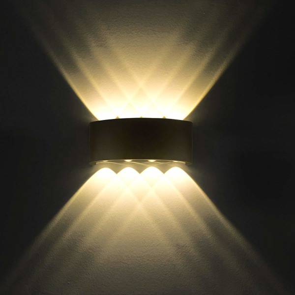 LED-seinävalaisin Modernit seinävalaisimet IP65 vedenpitävä lamppu valaisin alumiinista ylös alas koristeellinen kohdevalo yövalaisin olohuoneeseen (lämmin valkoinen)