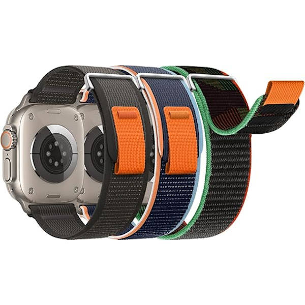 Pakke Kompatibel med Apple Watch-reimer for kvinner og menn, Nylon Stoff Sport Erstatningsreim for iWatch Ultra SE Serie 9/8/7/6/5/4/3/2/1 Black Gray,Yellow Beige,Blue Gray 38/40/41mm