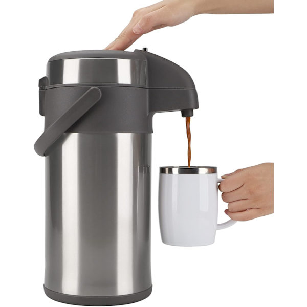Kaffetermos - 4L Isolerad Pumptermos - Rostfritt Stål Vakuum Termisk Dryckesdispenser BPA-fri Kaffekaraff