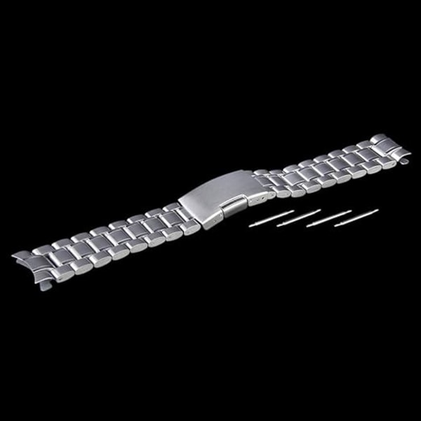 Klokkerekvisita: 22mm Rustfritt Stål Solid Lenke Armbånd, Buet Ende Klokkereim med 4 Klokkefester, Fjærstenger