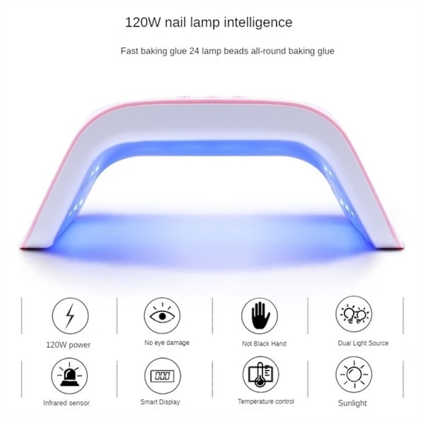 Neglelakk Lampe, 120W Neglelakk Lampe Smart Negletørker Smart Shart SHIQUE Neglelakk Ikke-Svart Fototerapi Lampe