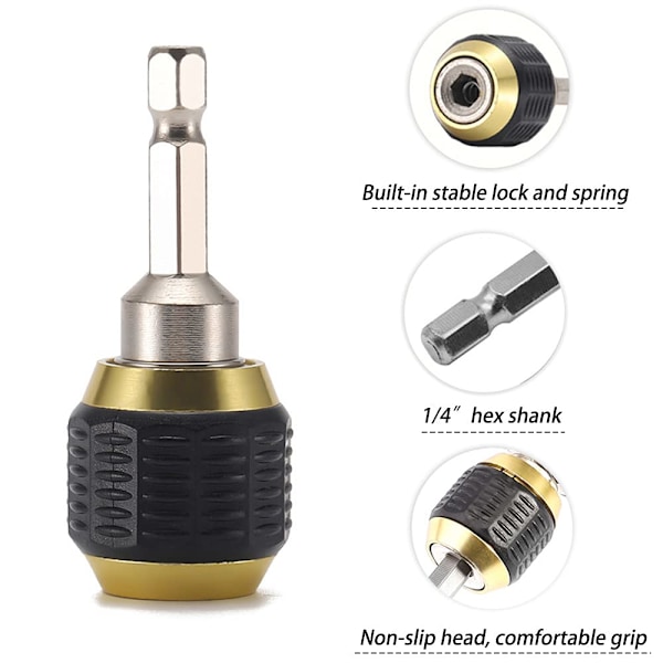 2 stk. 1/4\" Hex Shank Bor, Forlænger Skruetrækker Bit Holder, Forlænger Stang Selvlåsende Bit Holder, Konnektor Boremaskine Værktøj [60mm Længde]