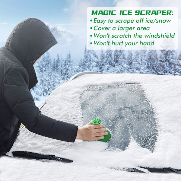 Magiske isskraper for bilfrontrute - 2-pakning Cone Magic isskraper med trakt, rund snøskrape til julegave Green