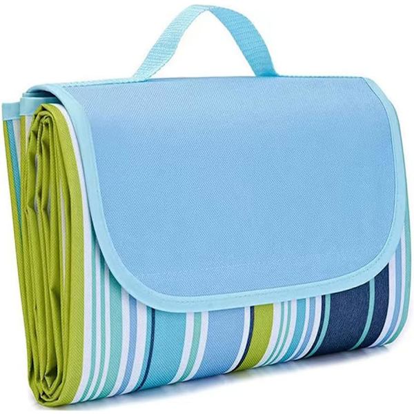 Ekstra stort 203 x 203 cm strandtæppe, udendørs picnictæpper, bærbare vandtætte sandtætte tæpper (Blå, 203 x 203 cm) 200*150cm