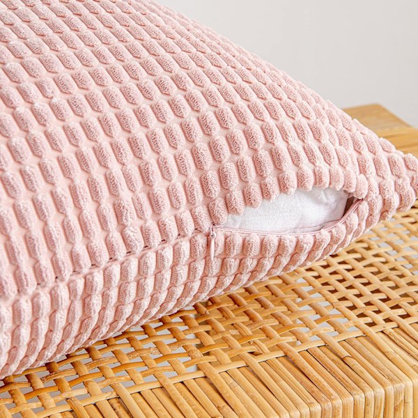 Corduroy Granule Pudebetræk Dekorative Pudebetræk Aflange Bløde Pellets Solid Pudebetræk til Sofa Soveværelse 12x20 Tommer 2#Pink