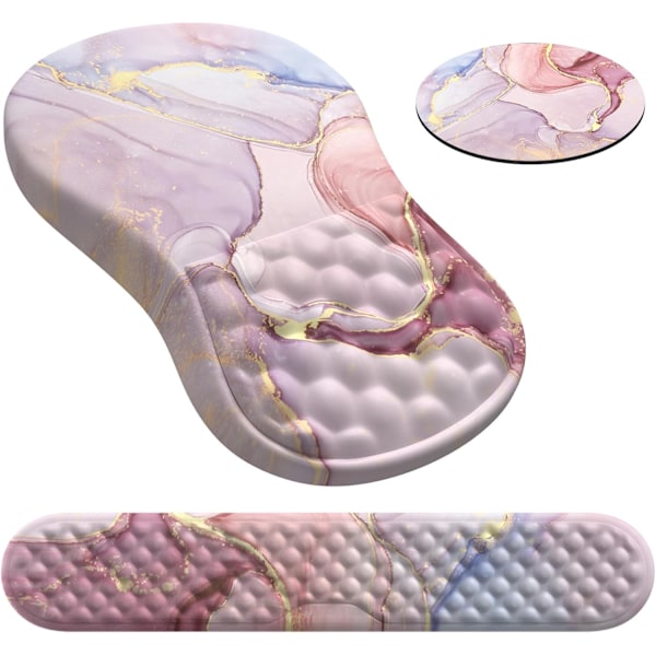 Musmatta med handledsstöd och tangentbordsstöd, 3-pack datormusmattor för skrivbord med underlägg, Ergonomisk musmatta med minnesskum