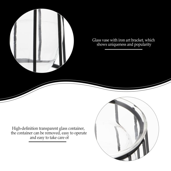 4 st Glödlampor Svart för Rum Station i Cylinder med Behållare Rack Glas Hydroponisk Växtkonst Hållare Ram Heminredning Metall Tillbehör Planterkrukor