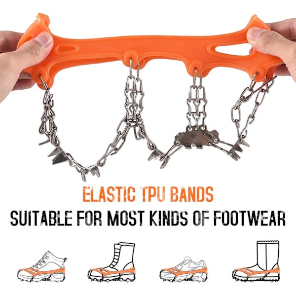 19 Pigger Ispigger Anti-skli Snøskodekke Lettvekt Rustfritt Stål Sklisikre Ispigger for Støvler Over Sko Brodder Ispigger, XL Orange XL