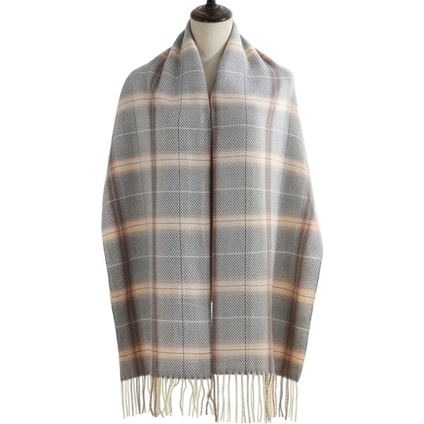Vinterrutete skjerf for kvinner, langt vinterskjerf, myke varme skjerf, duske-sjal, lang stola, julegave Light Gray