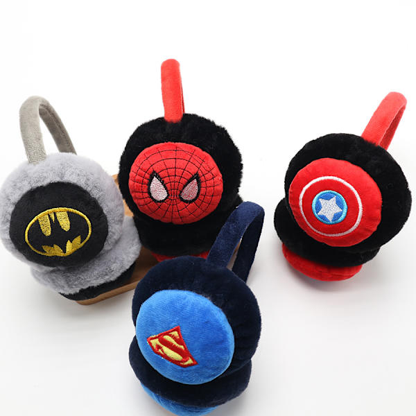 Öronmuffar för barn, pojkar och flickor, Batman, Spiderman, superhjälte, vintervarma, mjuka öronvärmare