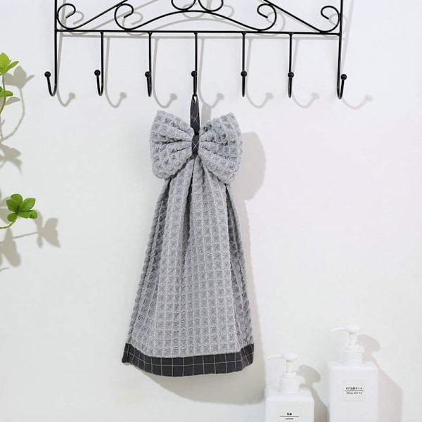 3-pack Handduk med Rosett - Mjuk Diskduk med Hängögla för Kök Badrum, Söt Handduk i Mikrofiber Coral Velvet för Barn, Vuxna