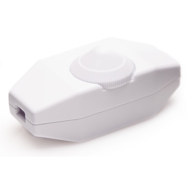 Lysdimmer, dreiebryter med hvit 220-230V kabel, trykknapp for dimbare LED-er