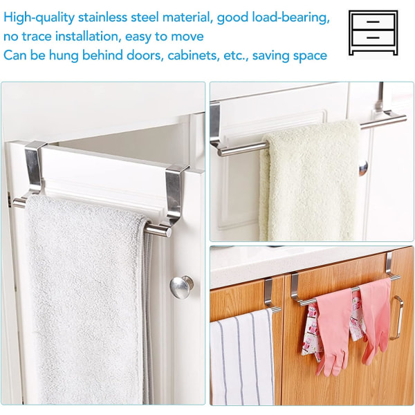 Oven pyyhetanko, ruostumaton terästanko CAN ripustaa kaapin oveen, asennus ei vaadi porausta 24cm