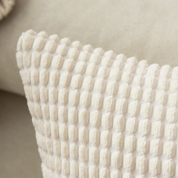 Corduroy Granule Pudebetræk Dekorative Pudebetræk Aflange Bløde Pellets Solid Pudebetræk til Sofa Soveværelse 12x20 Tommer 1#White