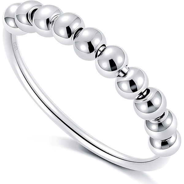 925 Sterling Silver Ångestdämpande Ring för Kvinnor och Män, Ångestlindrande Ring, Fidget Spinner Ring med Kulor (6) 2