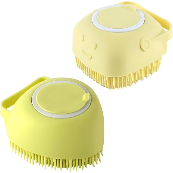 Hundborstar för grooming, hundvårdsborste, hundkam, hundbadborste, valpborste, underullskarda hund, hundhårborste, hundborste för kort hår (gul) yellow