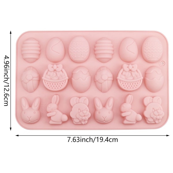 1 stycken silikonchokladformar 18 hålrum ägg, kanin, kaninhuvud, korgformar molds för gör-det-själv-choklad, godis, gelé