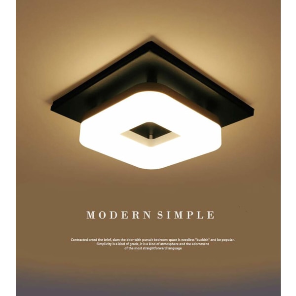 12W led taklampa, lättinstallerad modern ljus svart fyrkantig ytmonterad lampa för badrumsmatsalen