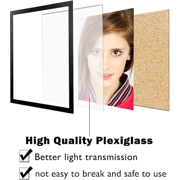 A3 Bilde Ramme, A3 Ramme med Plexiglass og Montering, Bilde Rammer for Kun Veggmontering, Massivt Tre, Svart, 1-pakning
