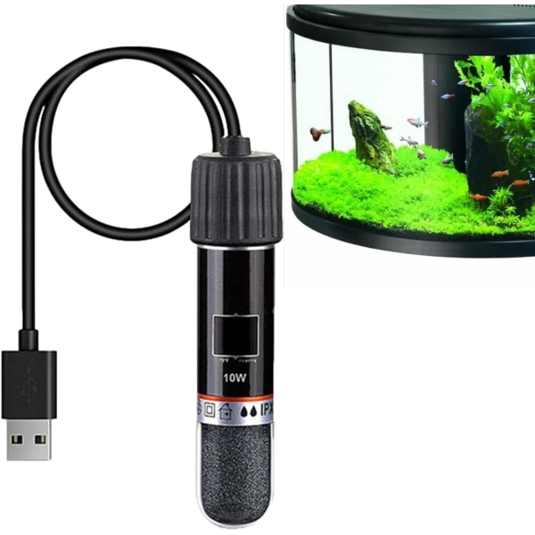 Mini akvariumvarmer | Termostat 10W USB oppladbar stang for oppvarming | Plassbesparende varmeverktøy for akvarier og små akvarier